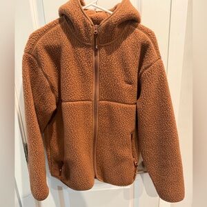TNA Tan Fleece Zip-Up Jacket Size S